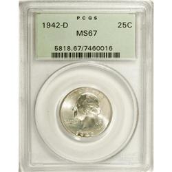 1942-D 25C MS67 PCGS. Well struck with glistening, int 