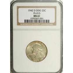 1942-D 25C MS61 NGC. Doubled Die Obverse. FS-015. Perh 