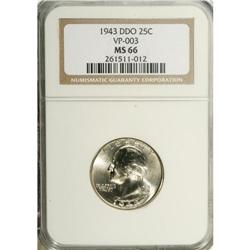 1943 25C Doubled Die Obverse MS66 NGC. FS-25-1943-102, 