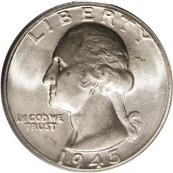 1945 25C MS67 PCGS. Ex: Daniel D. Biddle Collection. S 