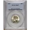 Image 1 : 1947 25C MS67 PCGS. A smooth satiny sheen illuminates 