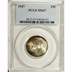 1947 25C MS67 PCGS. Highly lustrous, boldly impressed, 