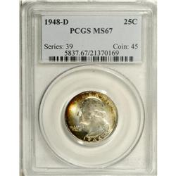 1948-D 25C MS67 PCGS. The auburn-orange patina present 