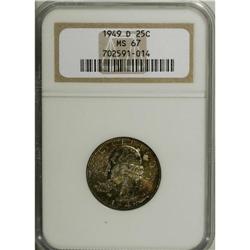 1949-D 25C MS67 NGC. A lustrous and solidly struck exa 