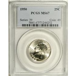1950 25C MS67 PCGS. This Superb Gem is brilliant save 