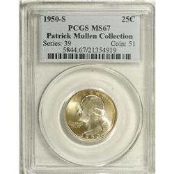 1950-S 25C MS67 PCGS. Ex: Patrick Mullen Collection. A 