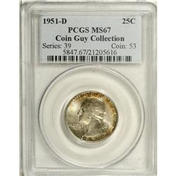1951-D 25C MS67 PCGS. Ex: Coin Guy Collection. Russet- 