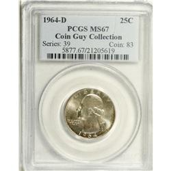 1964-D 25C MS67 PCGS. Ex: Coin Guy Collection. A thin 
