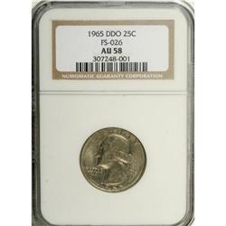 1965 25C Doubled Die Obverse AU58 NGC. FS-101, formerl 