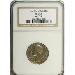 1976-D 25C Clad Doubled Die Obverse AU53 NGC. FS-101, 