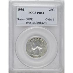 1936 25C PR64 PCGS. Modestly reflective beneath thick, 