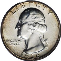 1936 25C PR66 PCGS. The obverse is lightly toned in am 