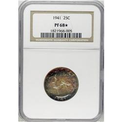 1941 25C PR68 S NGC. This proof Washington quarter, w 