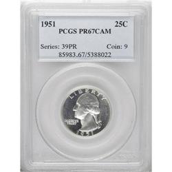1951 25C PR67 Cameo PCGS. Rarely located with cameo co 