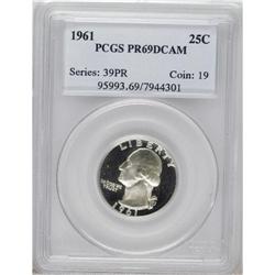 1961 25C PR69 Deep Cameo PCGS. A remarkable cameo cont 