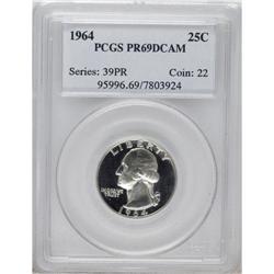1964 25C PR69 Deep Cameo PCGS. Flashy and deeply mirro 