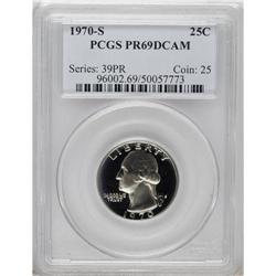 1970-S 25C PR69 Deep Cameo PCGS. The crisp devices hav 
