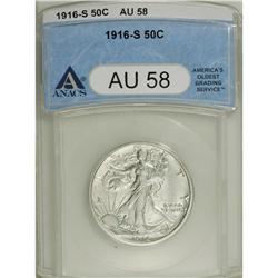 1916-S 50C AU58 ANACS. Lustrous and well struck with a 