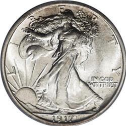 1917 50C MS66 PCGS. The surfaces are silver-white with 