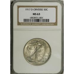 1917-D 50C Obverse MS63 NGC. Somewhat cleaner than exp 