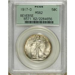 1917-D 50C Reverse MS62 PCGS. Satiny and lightly toned 