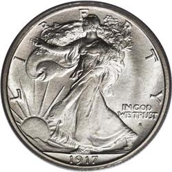 1917-S 50C Obverse MS64 PCGS. A rare and in-demand iss 