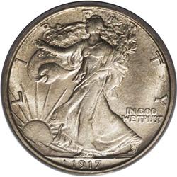 1917-S 50C Reverse MS64 PCGS. This silver-gold coin sh 