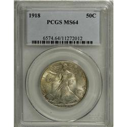 1918 50C MS64 PCGS. Well struck with silver-gray tonin 
