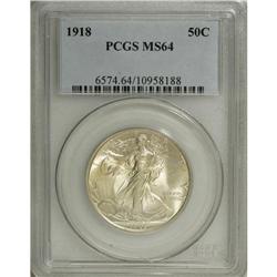 1918 50C MS64 PCGS. Bright luster exudes from well pre 