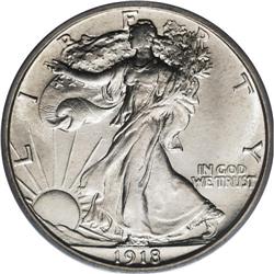 1918-S 50C MS64 PCGS. The 1918-S half dollar is typica 