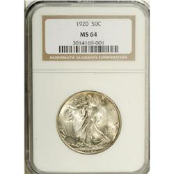 1920 50C MS64 NGC. Lustrous and typically struck, with 