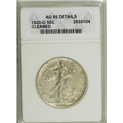 1920-D 50C --Cleaned--ANACS. AU55 Details. The luster i 