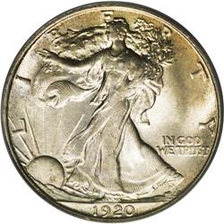 1920-D 50C MS64 PCGS. This steel-blue and apricot-gold 