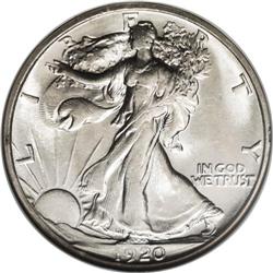 1920-S 50C MS63 NGC. Bright, frosted mint luster chara 