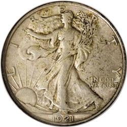 1921 50C AU50 NGC. This semi-key 1921 half displays a 