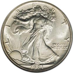 1921 50C --Cleaned--ANACS. AU58 Details. Only a few lig 