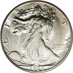 1928-S 50C MS64 PCGS. Small S. Light honey-gold shades 