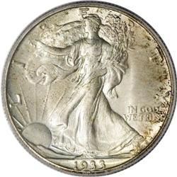 1933-S 50C MS65 PCGS. Speckled smoke-gray toning alter 