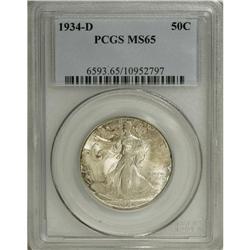 1934-D 50C MS65 PCGS. Lustrous and generally well stru 