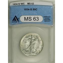 1934-S 50C MS63 ANACS. A quality example that is well 