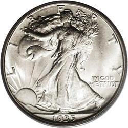 1935-D 50C MS65 PCGS. A frosty, silvery Gem of this un 