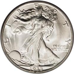 1935-D 50C MS66 PCGS. The brilliant snow-white surface 