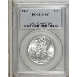 1936 50C MS67 PCGS. The lovely snow-white surfaces are 