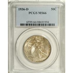 1936-D 50C MS66 PCGS. Speckles of olive-green and russ 