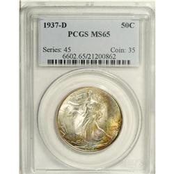 1937-D 50C MS65 PCGS. Low intensity, iridescent multic 
