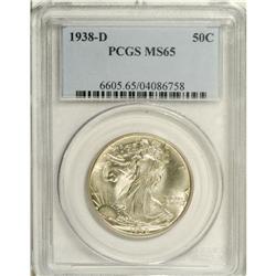 1938-D 50C MS65 PCGS. Intense luster radiates from bot 
