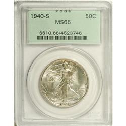 1940-S 50C MS66 PCGS. Softly lustrous with subtle lave 