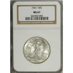 1941 50C MS67 NGC. Highly lustrous and practically unt 