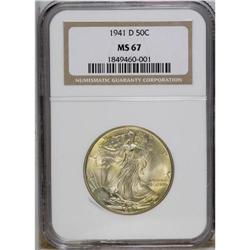 1941-D 50C MS67 NGC. Dazzling luster exudes from light 