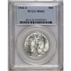 1941-S 50C MS65 PCGS. Brilliant surfaces exhibit just 